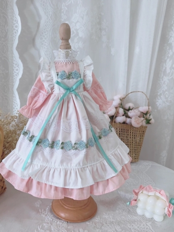 BJD Clothes Girl White Pink Dress Set for SD/MSD/YOSD/BLYTHE/40cm/20cm/15cm Size Ball Jointed Doll
