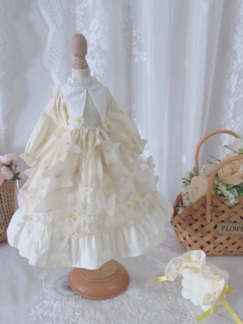 BJD Clothes Girl Beige Butterfly Dress Set for SD/MSD/YOSD/BLYTHE/40cm/20cm/15cm Size Ball Jointed Doll