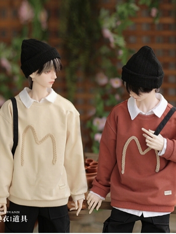BJD Clothes Boy Apricot Red Round Collar Top T-shirt for 75cm 70cm 68cm SD MSD Size Ball-jointed Doll